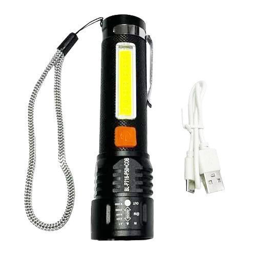 Фонарь BL-P716-P50+COB (white+red), Li-Ion аккум., zoom, ЗУ Type-C 8993 фото