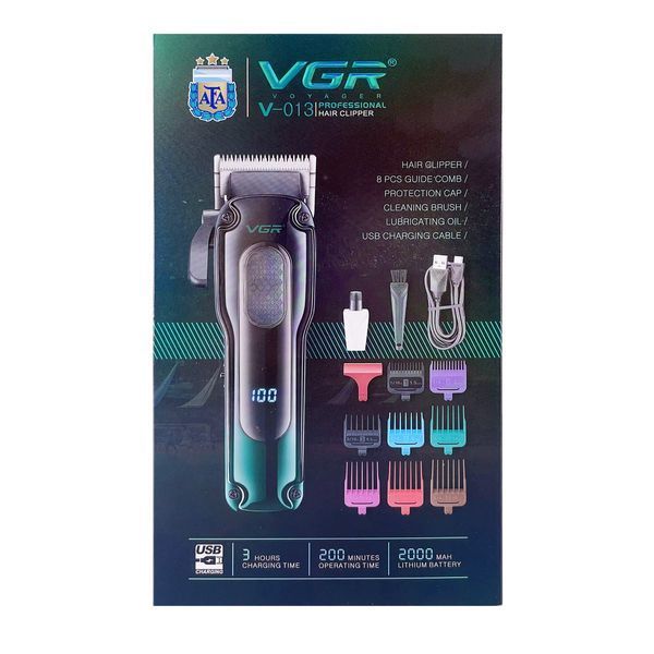 Машинка для стрижки VGR V‑013 Green, 8 насадок, 2000 mAh, 6500 об/хв, LED дисплей 9059 фото