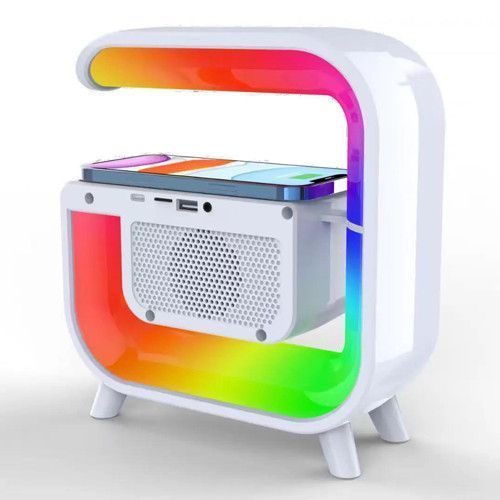 Лампа-ночник Light Sound Machine G30 с беспроводной зарядкой часами и будильником, Bluetooth колонка 10455 фото
