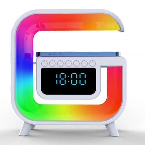 Лампа-ночник Light Sound Machine G30 с беспроводной зарядкой часами и будильником, Bluetooth колонка 10455 фото