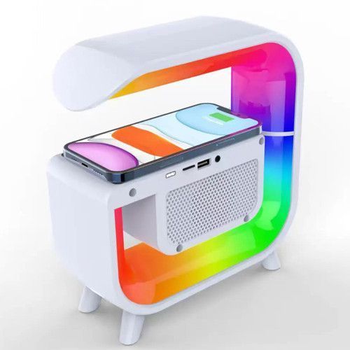 Лампа-ночник Light Sound Machine G30 с беспроводной зарядкой часами и будильником, Bluetooth колонка 10455 фото