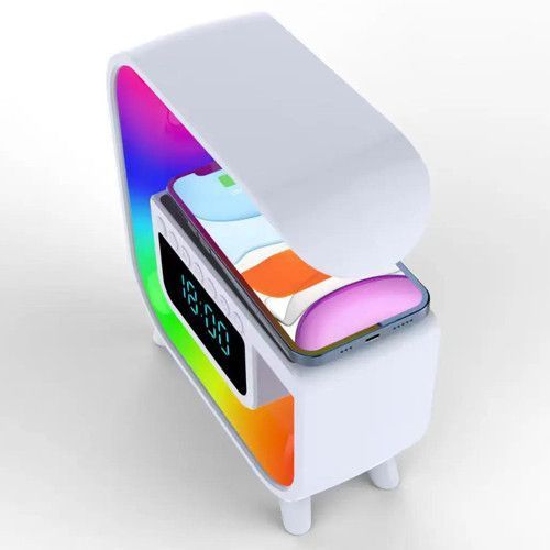 Лампа-ночник Light Sound Machine G30 с беспроводной зарядкой часами и будильником, Bluetooth колонка 10455 фото