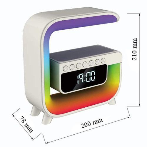 Лампа-ночник Light Sound Machine G30 с беспроводной зарядкой часами и будильником, Bluetooth колонка 10455 фото