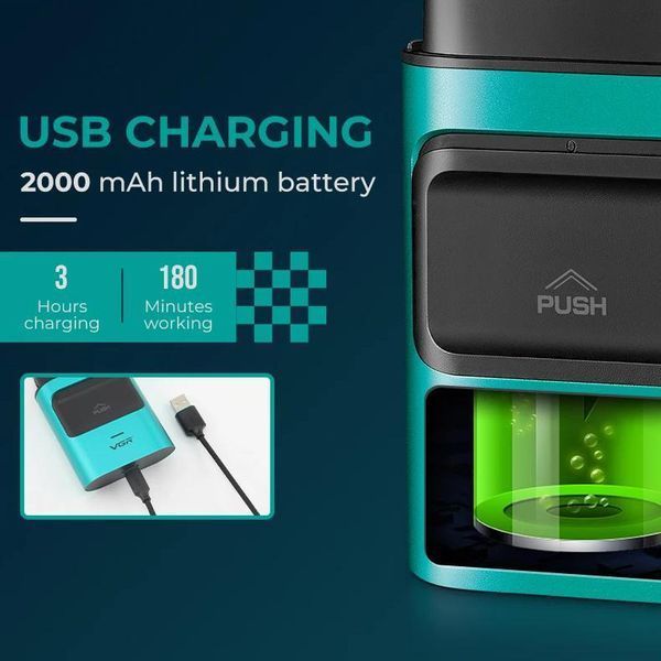 Електробритва VGR V-307 GREEN - шейвер з подвійним лезом, 9000 об/хв, 2000 mAh, LED дисплей 11171 фото