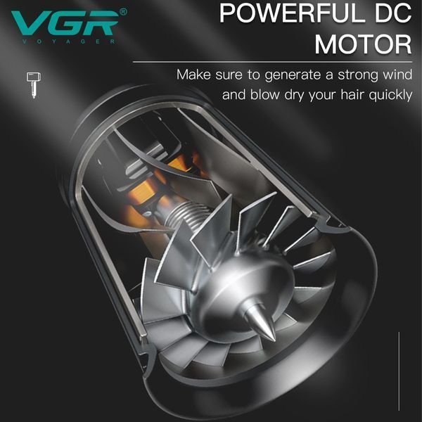 Компактный дорожный фен VGR V-439 &mdash; складная ручка, лёгкость и мощность для быстрой укладки 10508 фото