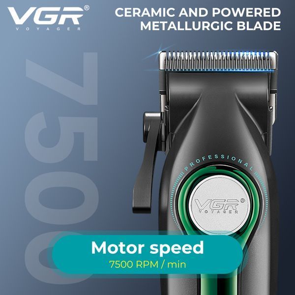 Машинка для стрижки VGR V‑010 Green, 6 насадок, 2600 mAh, 7500 об/хв, LED дисплей 9058 фото