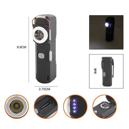 Фонарь MULTIFUNCTIONAL D51-SMD black, Li-Ion аккумулятор, индикация заряда, зажигалка, ЗУ Type-C 9931 фото