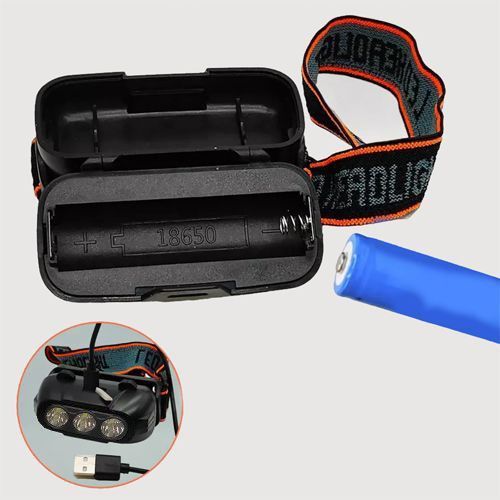 Налобный фонарь KX-215 LED+2COB, аккумуляторный, USB Type-C, 1x18650, Box 9919 фото