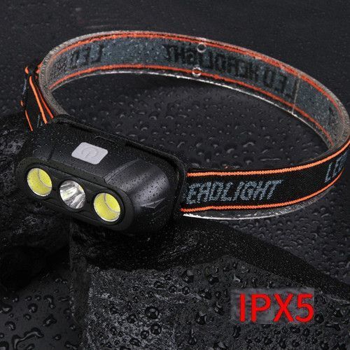 Налобный фонарь KX-215 LED+2COB, аккумуляторный, USB Type-C, 1x18650, Box 9919 фото