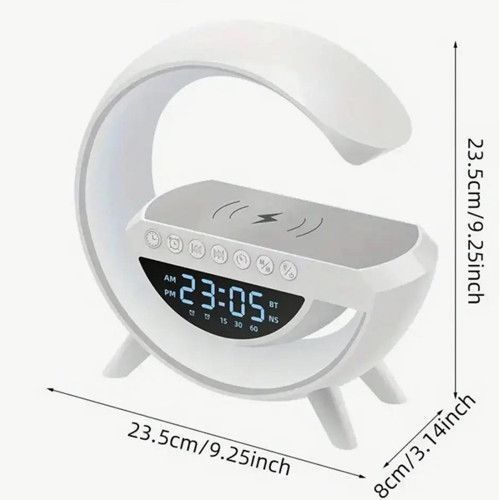 Лампа-нічник Light Sound Machine BT-3401 з бездротовою зарядкою годинником та будильником, Bluetooth колонка 10452 фото