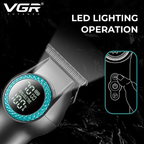 Тример VGR V-990 Green, 3 насадки, керамічне лезо, TURBO, 7000-8000 об/хв, LED дисплей 9041 фото