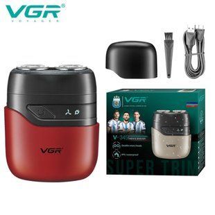Електробритва VGR V-345 RED &mdash; роторна бритва із захистом IPX7 для сухого та вологого гоління 9196 фото
