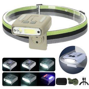Налобний ліхтар W6129 XPE+COB+RGB, акумуляторний, Motion Sensor, USB Type-C 9932 фото
