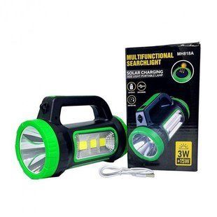 Фонарь переносной 818C-3W+COB, power bank, Li-Ion аккум., солнечная батарея, ЗУ microUSB 9148 фото