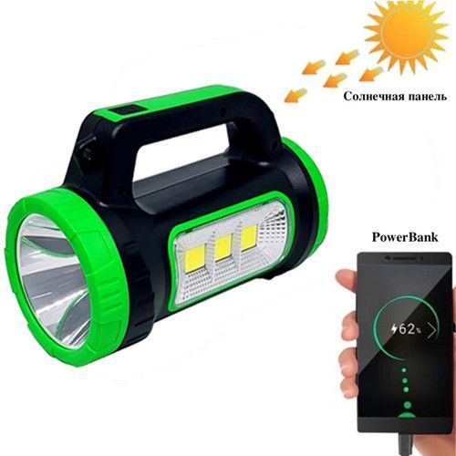 Ліхтар переносний 818C-3W+COB, power bank, Li-Ion акумулятор, сонячна батарея, ЗУ microUSB 9148 фото
