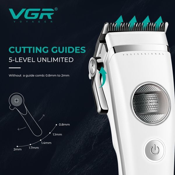 Машинка для стрижки VGR V-880C WHITE, EXTERNAL ROTOR MOTOR, MIM Blade, 11 насадок, док-станция 11278 фото