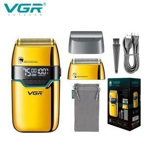 Електробритва VGR V-350 GOLD - шейвер з подвійною сіткою, триммером та LED-дисплеєм 9065 фото