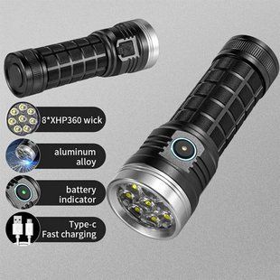 Ліхтар W5185-8XHP360 - надпотужний акумуляторний LED, 1x18650, індикатор заряду, зарядка Type-C, Box 9939 фото