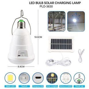Светодиодная LED лампочка аккумуляторная Yajia FA-3630, 28W, E27, 2x18650, солнечная панель, крюк, ЗУ microUSB 10072 фото