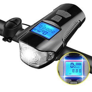 Велосипедный звонок + компьютер + велофара XA-585-T6+2LED, ЗУ micro USB, встр. аккум., выносная кнопка 7648 фото