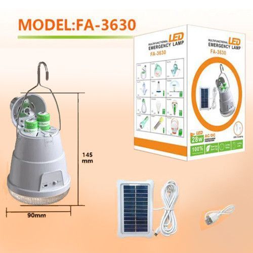 Світлодіодна LED лампа акумулятором Yajia FA-3630, 28W, E27, 2x18650, сонячна панель, гачок, ЗУ microUSB 10072 фото