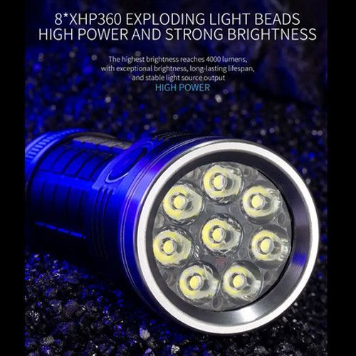 Ліхтар W5185-8XHP360 - надпотужний акумуляторний LED, 1x18650, індикатор заряду, зарядка Type-C, Box 9939 фото