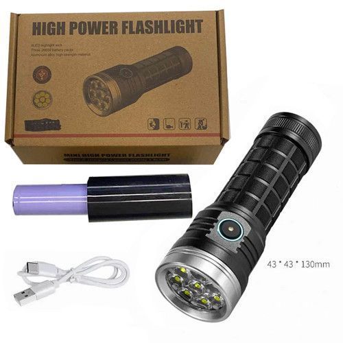 Ліхтар W5185-8XHP360 - надпотужний акумуляторний LED, 1x18650, індикатор заряду, зарядка Type-C, Box 9939 фото