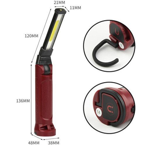 Фонарь WORKLIGHT-71-XPE+COB(white+red), Li-Ion акб, поворот 180&ordm;+180&ordm;, зажим, крюк, магнит, ЗУ Type-C 9657 фото