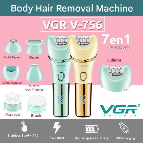 Епілятор VGR 7 в 1 V-756 GOLD &ndash; преміальний догляд за шкірою в домашніх умовах 11202 фото