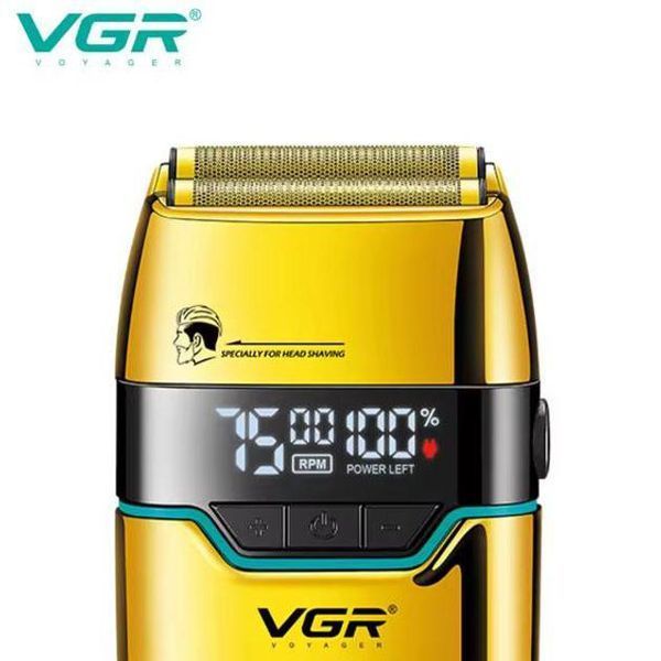 Електробритва VGR V-350 GOLD - шейвер з подвійною сіткою, триммером та LED-дисплеєм 9065 фото