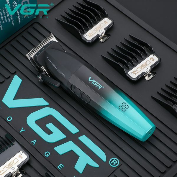 Машинка для стрижки VGR V-003 GREEN з TURBO режимом, керамічним лезом та LED дисплеєм 9015 фото