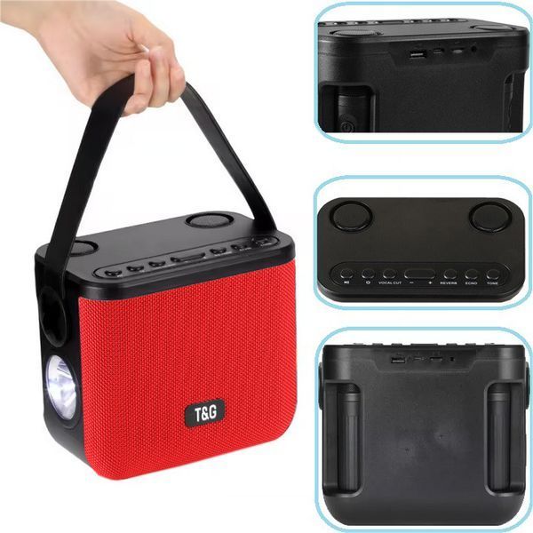 Bluetooth-колонка TG 545DK, c функцией speakerphone, радио, red, 2 микрофона, фонарь 9999 фото