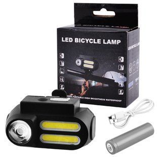 Велофонарь BL-611-1LM+2COB, 1x18650, ЗУ microUSB 8456 фото