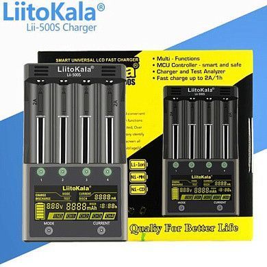 LiitoKala Lii-500S інтелектуальний зарядний пристрій АА, ААА, 18650, 26650, 21700 Li-ion, Ni-MH, Ni-Cd 9307 фото