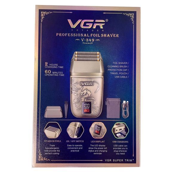 Електробритва VGR V-349 - потрійне лезо, LED-дисплей, IPX6 вологозахист, шейвер з триммером 9064 фото