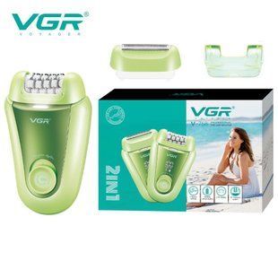 Епілятор VGR GREEN 2 в 1 V-758 з 2 насадками - для обличчя та тіла, зручний та ефективний 9237 фото