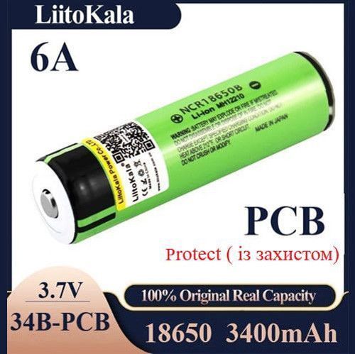 Акумулятор 18650, LiitoKala NCR 34B-PCB, 3400mAh ( з захистом ) 8951 фото