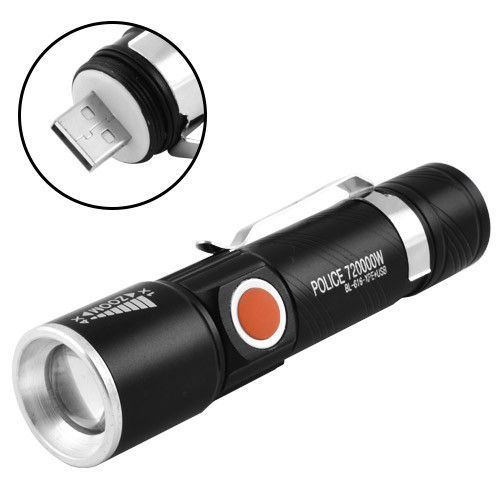 Ліхтар Police 616-XPE, ЗУ USB, вбудований акумулятор, zoom, затискач 7324 фото
