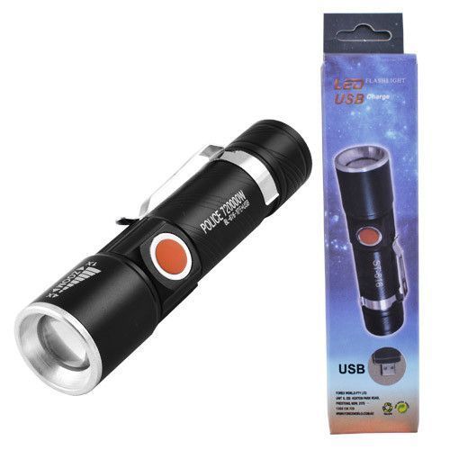 Ліхтар Police 616-XPE, ЗУ USB, вбудований акумулятор, zoom, затискач 7324 фото