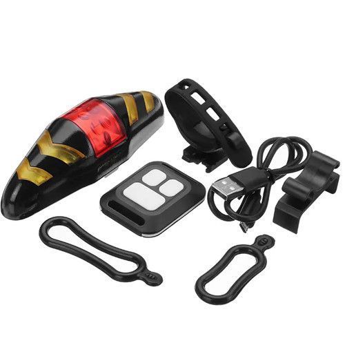 Велофонар LY-0378 із зазначенням поворотів (red+yellow), ЗП micro USB, ст. акум., пульт керування, CR2032 8389 фото