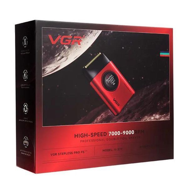 Електробритва VGR V-377 RED - подвійне лезо, 7000-9000 RPM, LED дисплей, потужний шейвер для чоловіків 10868 фото