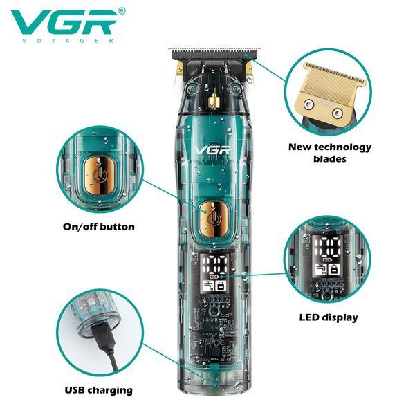 Професійний триммер VGR V-961 з LED-дисплеєм та 4 насадками 10536 фото