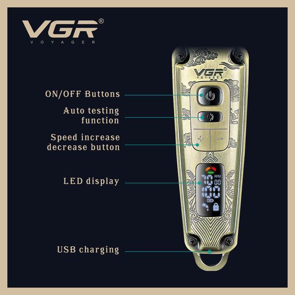 Триммер VGR V-901 с LED-дисплеем и 4 насадками для бороды и стрижки 10535 фото