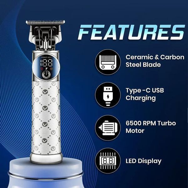 Тример VGR V-942 White машинка для стрижки волосся та бороди, 4 насадки, LED дисплей, 240 хв роботи 11205 фото