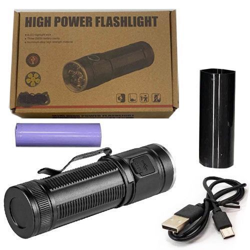 Ліхтар W5184-6XHP360 - потужний акумуляторний LED ліхтарик з індикацією заряду та зарядкою Type-C 9938 фото