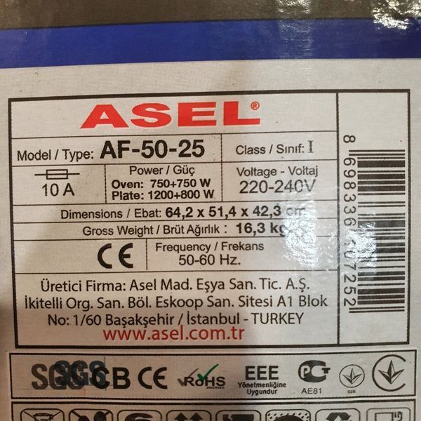 Духовка настільна електрична Asel AF 33-23 (обсяг 33 літри) AF-50-25 фото