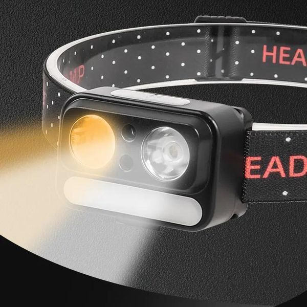 Ліхтар налобний 2069-XPG(white)+XPG(yellow)+5SMD(red), Motion Sensor, Li-Ion акумулятор, ЗУ Type-C 10897 фото