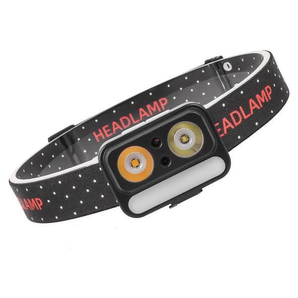 Ліхтар налобний 2069-XPG(white)+XPG(yellow)+5SMD(red), Motion Sensor, Li-Ion акумулятор, ЗУ Type-C 10897 фото