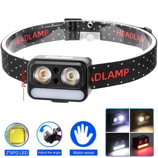Ліхтар налобний 2069-XPG(white)+XPG(yellow)+5SMD(red), Motion Sensor, Li-Ion акумулятор, ЗУ Type-C 10897 фото