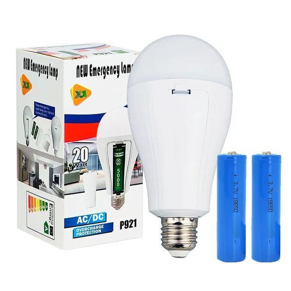 Світлодіодна LED лампа з акумулятором P921, 20W, E27, 2x18650 (Yajia) 10884 фото